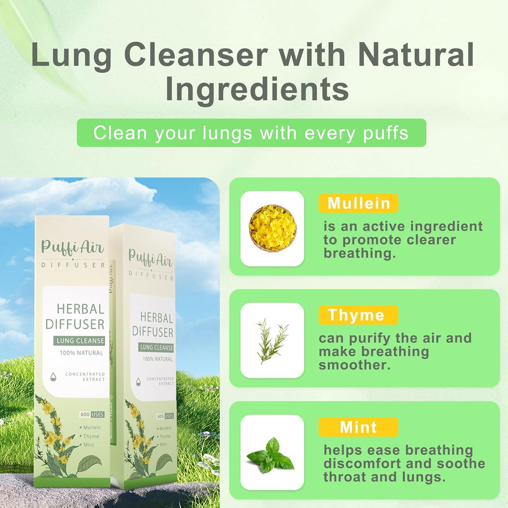 Herbal Diffuser Trio with Mullein, Milk Thistle, Lavender & More 丨Urban Wellness Trilogy for Lung Defense, Liver Balance & Nerve Relief - 600 Uses Per Stick