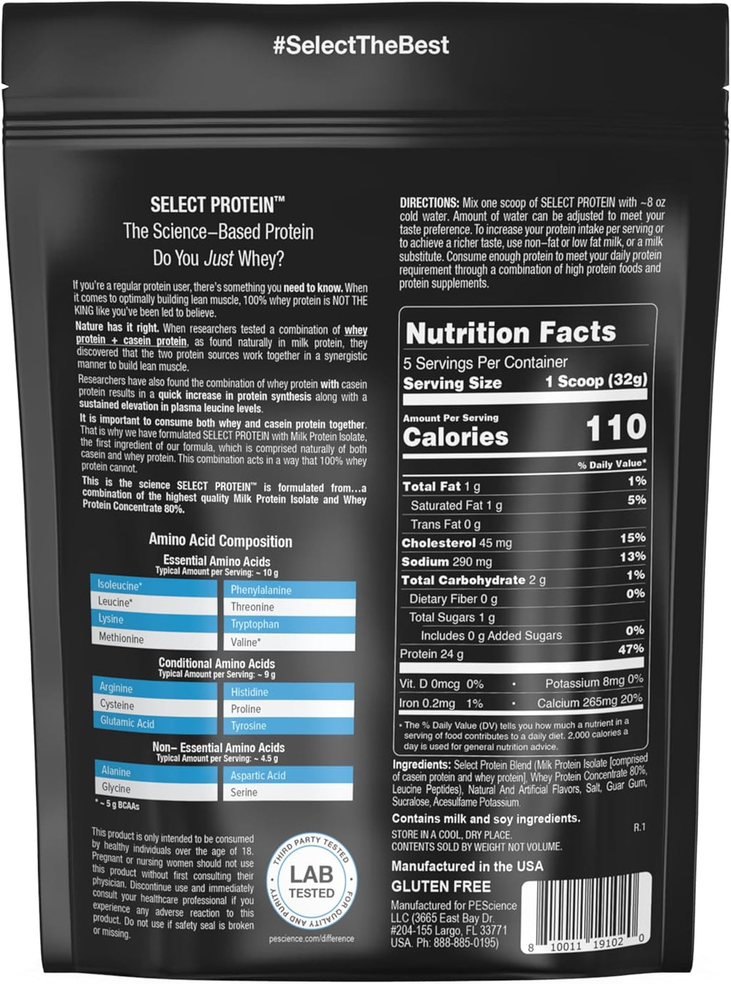 PEScience Select Protein Powder, Whey and Casein Blend, Clean Protein Powder for Women and Men, Low Calorie, Low Carb, Keto Friendly, Gluten Free, Frosted Sugar Cookie, 5 Servings