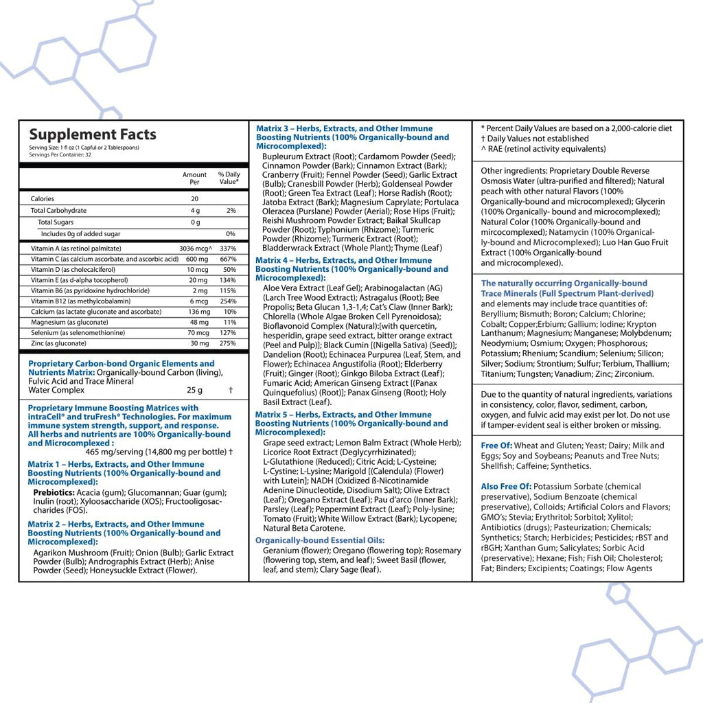 Drucker Labs -intraIMMUNE Organic Liquid Daily Immune & Defense Support, Multivitamin, Elderberry, Echinacea, Zinc, Vitamin D, C E, Vegan, Non GMO, Gluten Free (32 oz., Sugar Free Peach Berry)