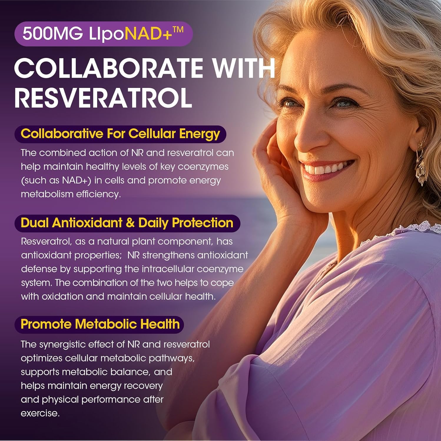 Liposomal NAD Supplement for Women | NAD+ Supplement Nicotinamide Riboside with Resveratrol & Quercetin | NAD Plus Boosting | Cellular Energy, Anti-Aging Support |100 Vegan Capsules 2 Pack
