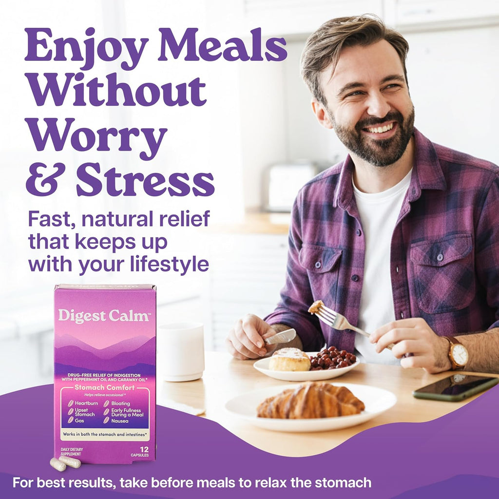 Digest Calm™ - Relief of Occasional Indigestion, Upset Stomach, Nausea, Gas, Bloating, Early Fullness - Herbal Supplement - 36 Capsules