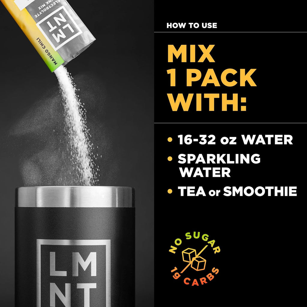 LMNT Zero Sugar Electrolytes - Mango Chili Salt | Drink Mix | 30 Count