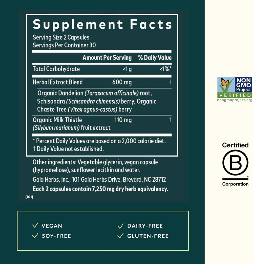 Gaia Herbs Cycle Support - Supports Hormone Balance & PMS Relief - Herbal Supplement with Vitex Berry & Schisandra - Free from Gluten, Dairy & Soy - 60 Vegan Capsules (30 Servings)