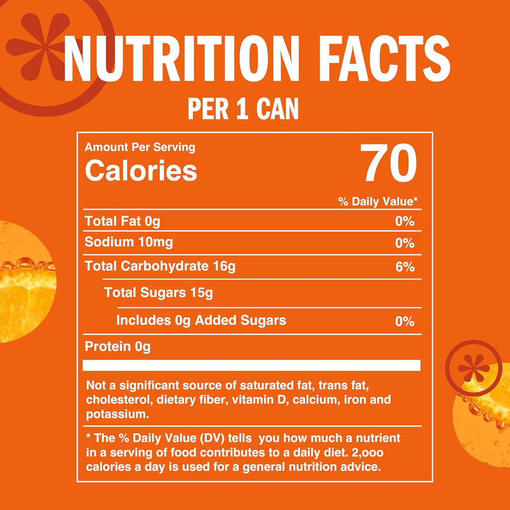IZZE Sparkling Water Juice Beverage Blend, Clementine, No Sugar Added, 8.4 FL OZ, 24 Cans