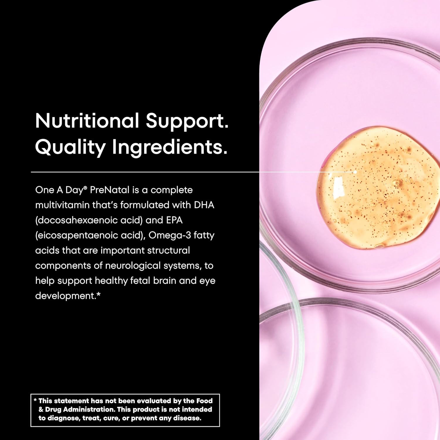 ONE A DAY Women's Prenatal 1 Multivitamin, Supplement for Before, During, and Post Pregnancy, Including Vitamins A, C, D, E, B6, B12, and Omega-3 DHA, 90 Count (Packaging May Vary)
