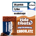 Crispy Rice Protein Treat Bar | 25 g Protein, No Added Sugar, 7 g Fiber, Gluten Free | High Protein Snack for On-the-Go, Post-Workout or Dessert Cravings | 8 Count (Chocolate)