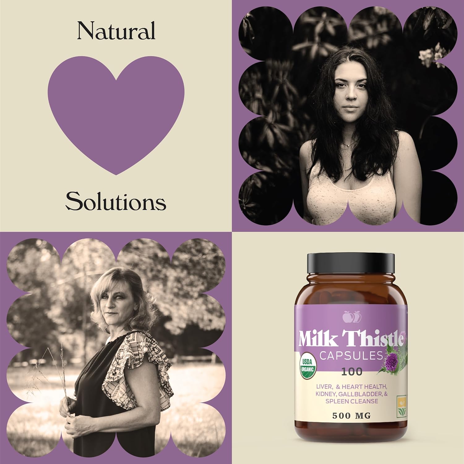 Complete Natural Products Pure Organic Milk Thistle Capsules - 500 mg Silymarin Powder 100 Pills