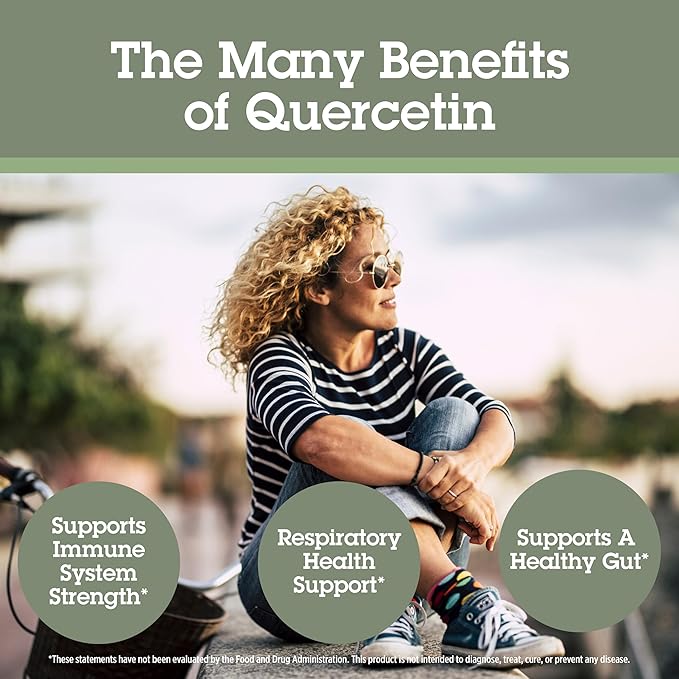 Quantum Health Quercetin+ 750mg Powerful Immune Support Supplement + Zinc 11mg & Vitamin C 200mg Seasonal Immunity Boost Respiratory Health & Gut Support Complex for Women & Men - 180 Capsules