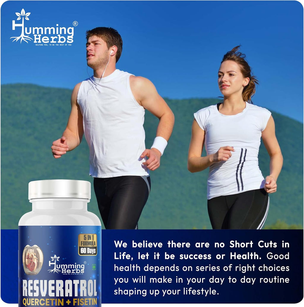Resveratrol Supplement 1200mg – 5-in-1 Formula with Quercetin, Fisetin, Spermidine & Vitamin D3 – Cardiovascular & Wellness Support – 120 Capsules
