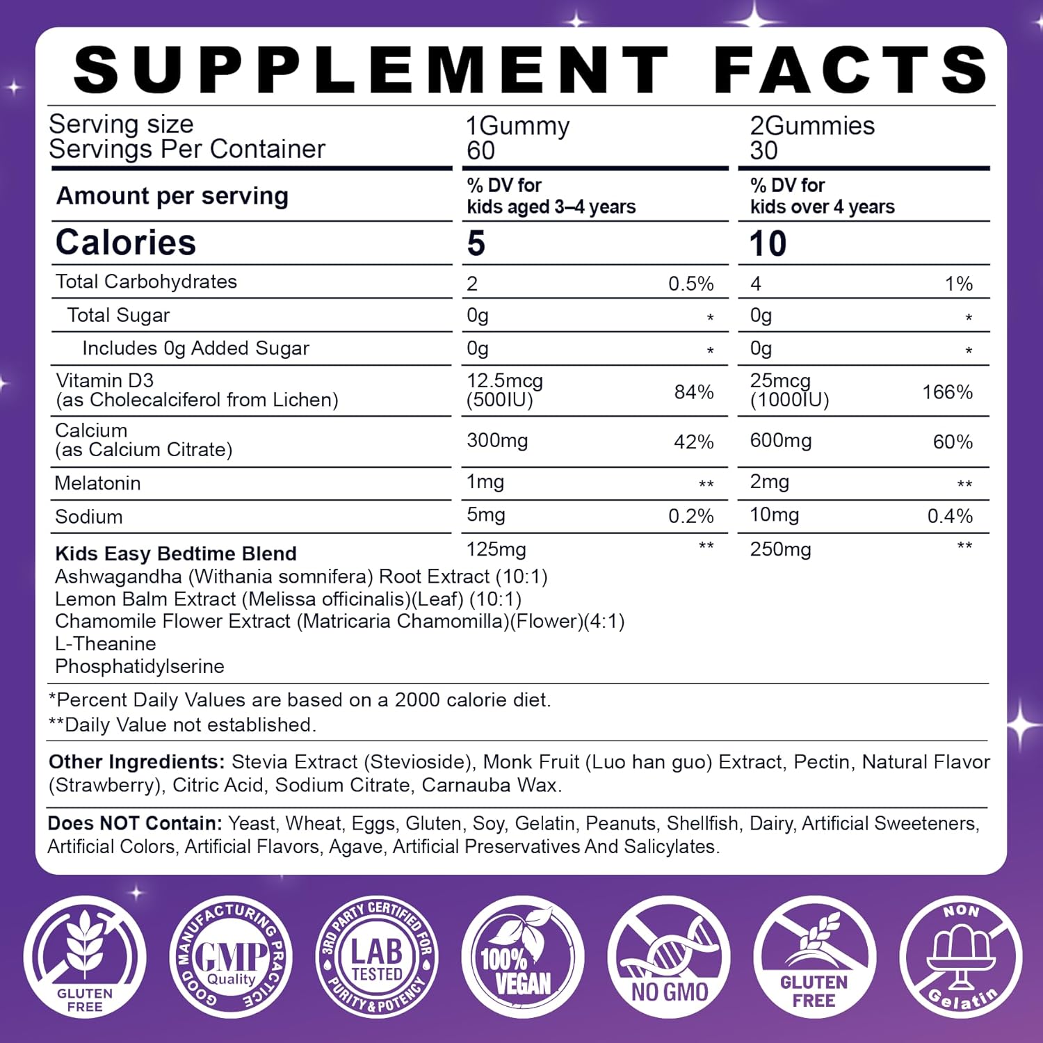 Kids Sleep Gummies, Kid Calcium Gummies + D3, Sleep Aid, Kid Ashwagandha Gummy, Phosphatidylserine, L-Theanine for Brain Focus, Unwind, Sweet Dream Magic Supplement for Kids Parents, 2Pack