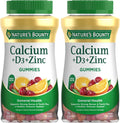 Nature's Bounty Calcium + D3 + Zinc Gummies, Supports Strong Bones & Teeth Plus a Healthy Immune System, 500mg, Orange and Cherry Flavored, 70 Gummies (Pack of 2)