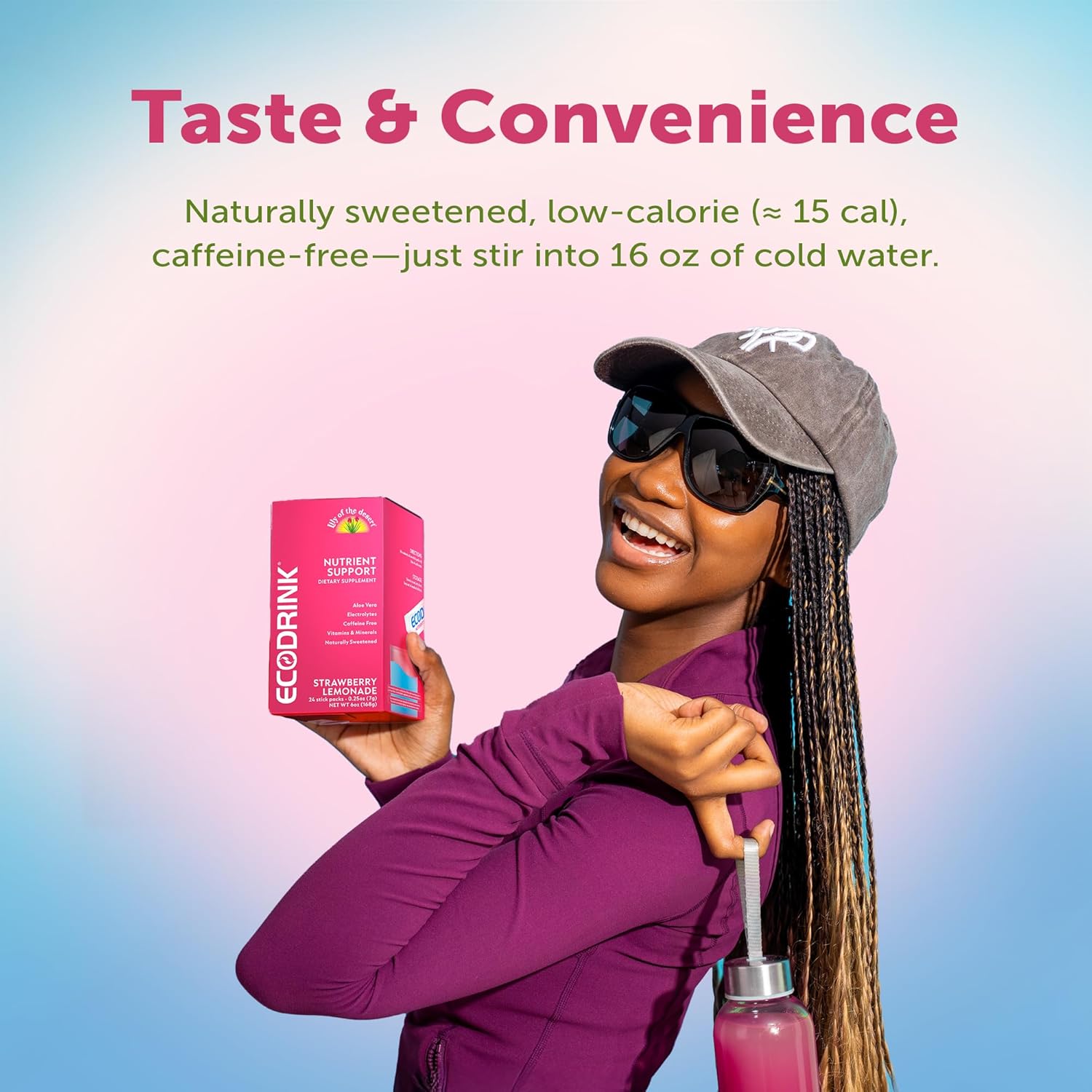 Eco Drink Nutrient Support Packets, Fruit Punch – Naturally Sweetened Multivitamin Electrolyte Mix with Aloe, 24 Stick Packs/Box, 0.25 Oz Ea by Lily of The Desert