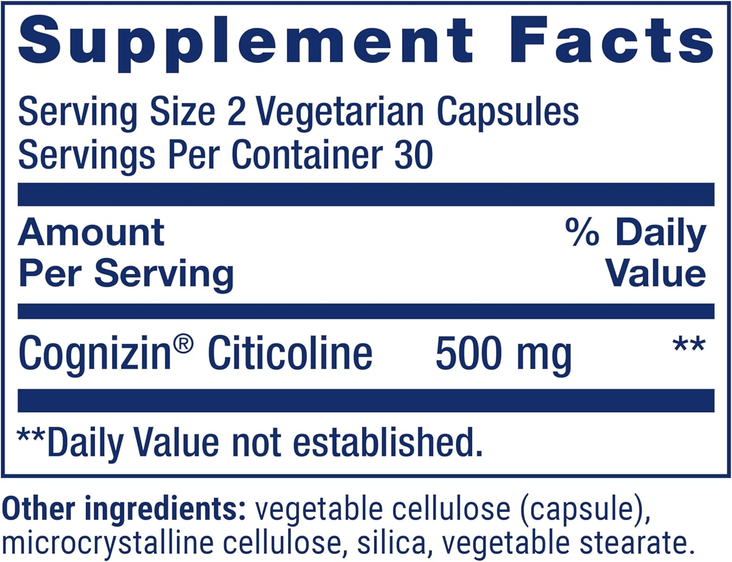 Life Extension Citicoline (CDP-Choline) - Citicoline Supplement for Brain & Cognitive Health, Focus, Attention, Memory Function - Non-GMO, Gluten Free, Vegetarian - 60 Capsules