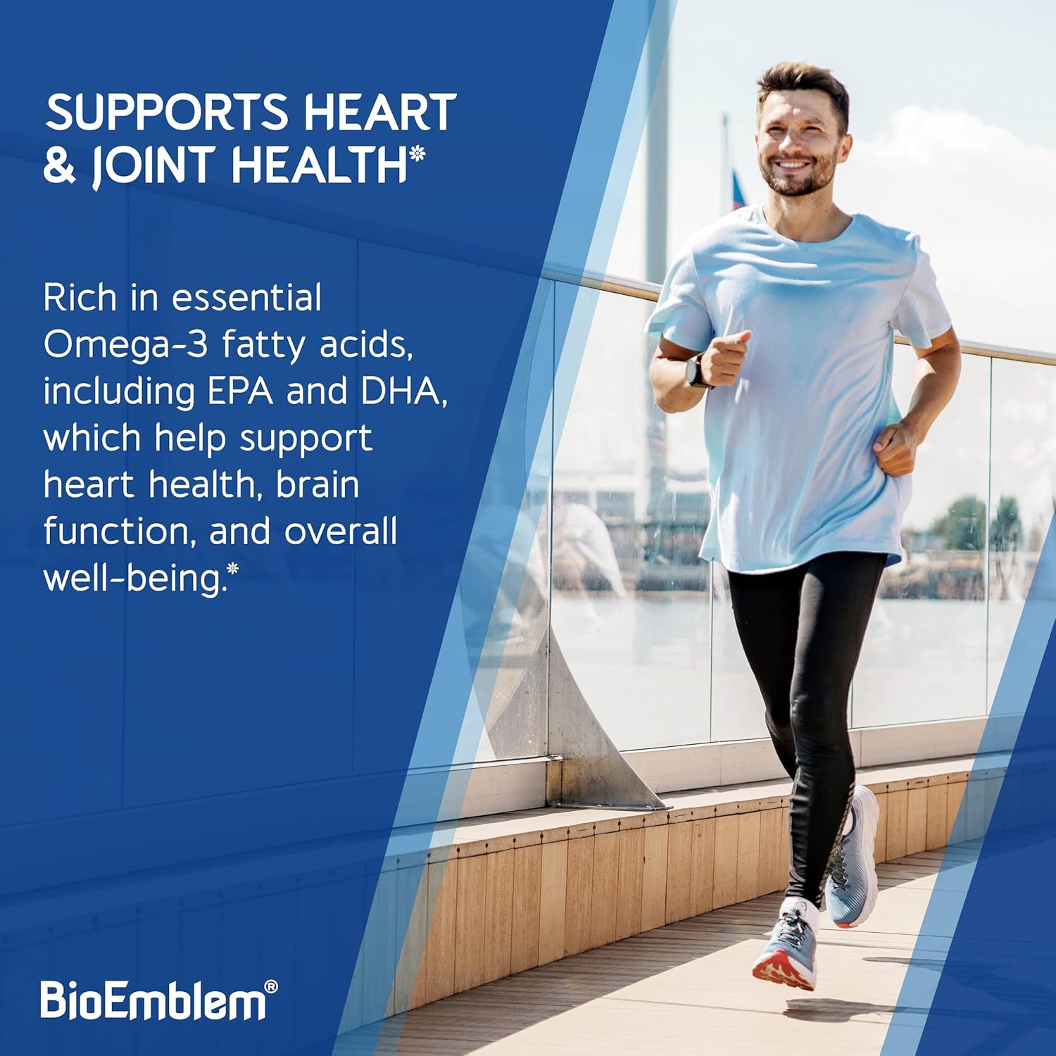 BioEmblem Omega-3 Fish Oil 2000mg - Small Size Softgels, High Absorption Form, Sustainable - 1400mg EPA &DHA Plus Vitamin D3, Non-GMO, Heart, Joint, & Brain Health Fish Oil Supplement, 120 Ct