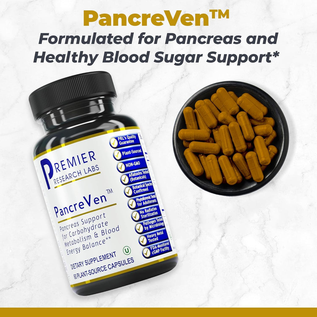 Premier Research Labs PancreVen - Pancreas Support, Pancreas Supplement, Cinnamon Supplements with Organic Ceylon Cinnamon & Prickly Pear to Aid Pancreas Health - 120 Vegetarian Capsules