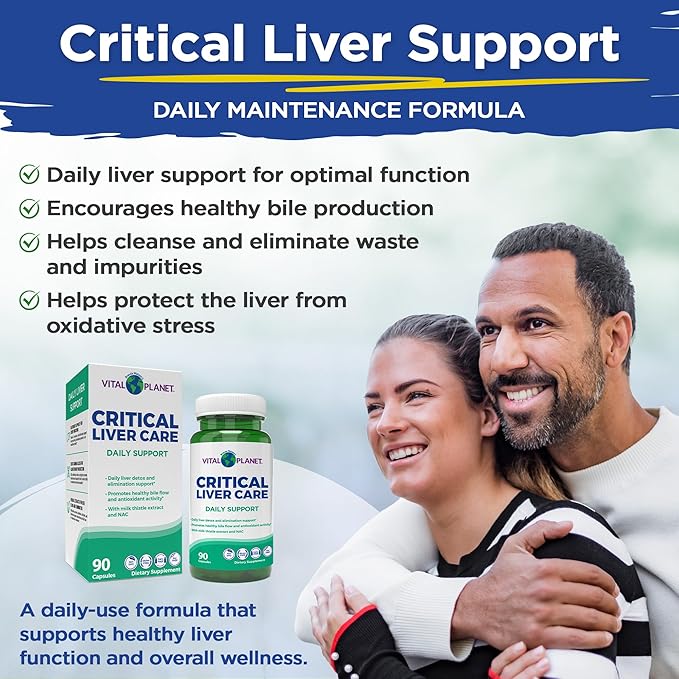Vital Planet – Critical Liver Care Liver Cleanse Detox & Repair Daily Support with Milk Thistle, NAC Supplement N-Acetyl Cysteine, Dandelion, Turmeric, Berberine, Alpha Lipoic Acid, TMG, 90 Capsules