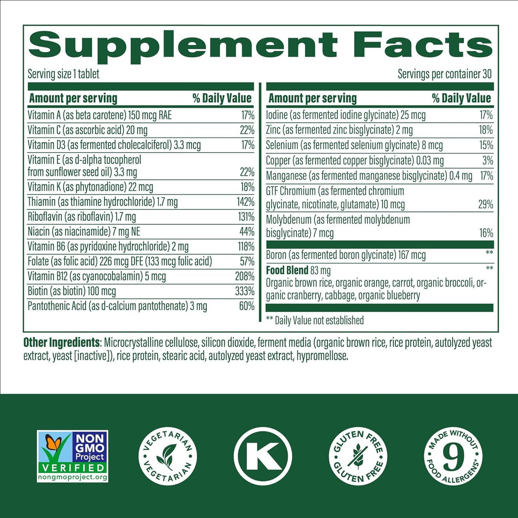MegaFood Kids One Daily Multivitamin - Convenient Mini Multivitamin for Kids - with Zinc, Vitamins C, B & D - Vegetarian, Gluten Free, Non GMO - 60 Tablets, 60 Servings