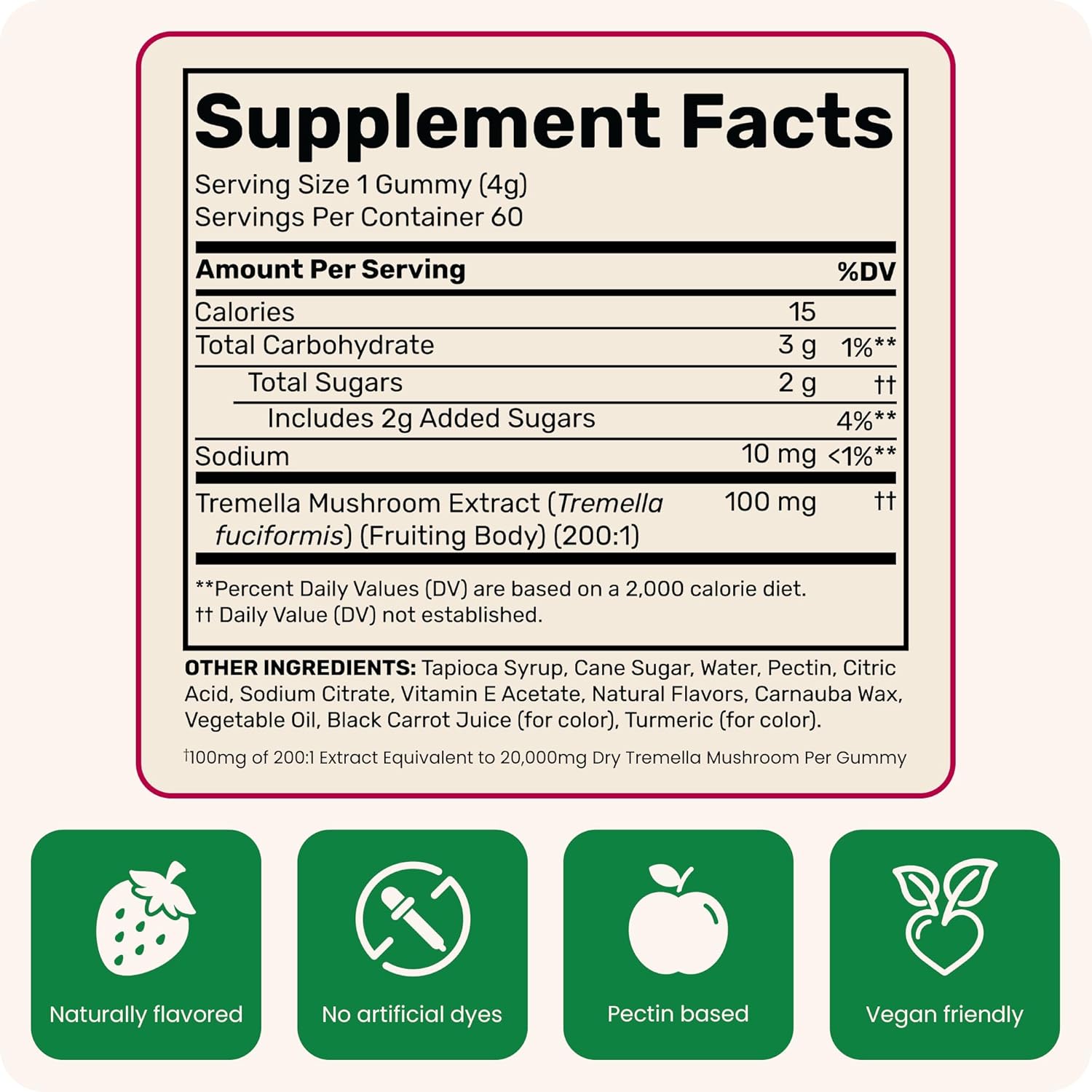 Fungies Tremella Mushroom Gummies, Mixed Strawberry & Lemon Flavor - Mushroom Herbal Supplement Gummy for Adults Supports Collagen Synthesis, Healthy Skin & Healthy Aging - Beauty Gummies 60 Servings