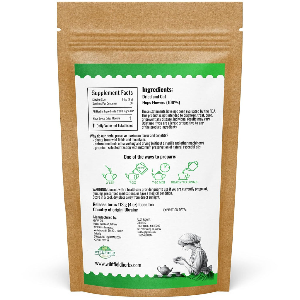 4 oz. Hops Herb Dried Tea Hops Flowers Herbal (Humulus Lupulus L.) - 113 Gramm Herb Tea Lupulo Entero