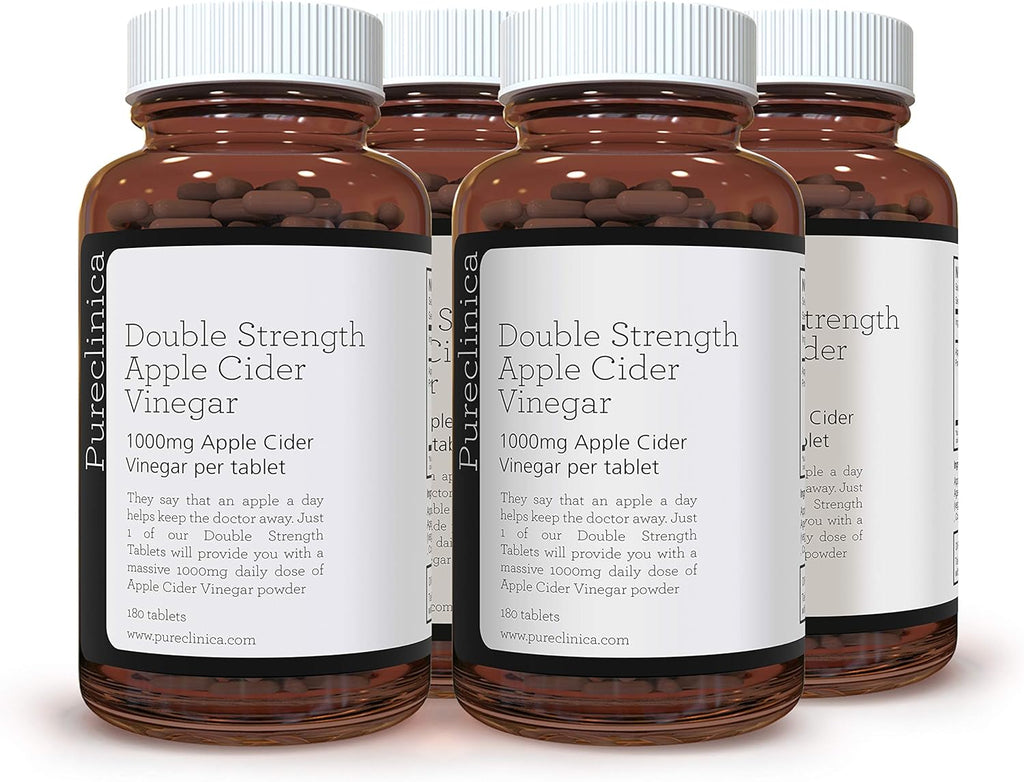 Double Strength Apple Cider Vinegar 1000mg x 720 Tablets (4 Bottles of 180 Tablets - 2 Years Supply)