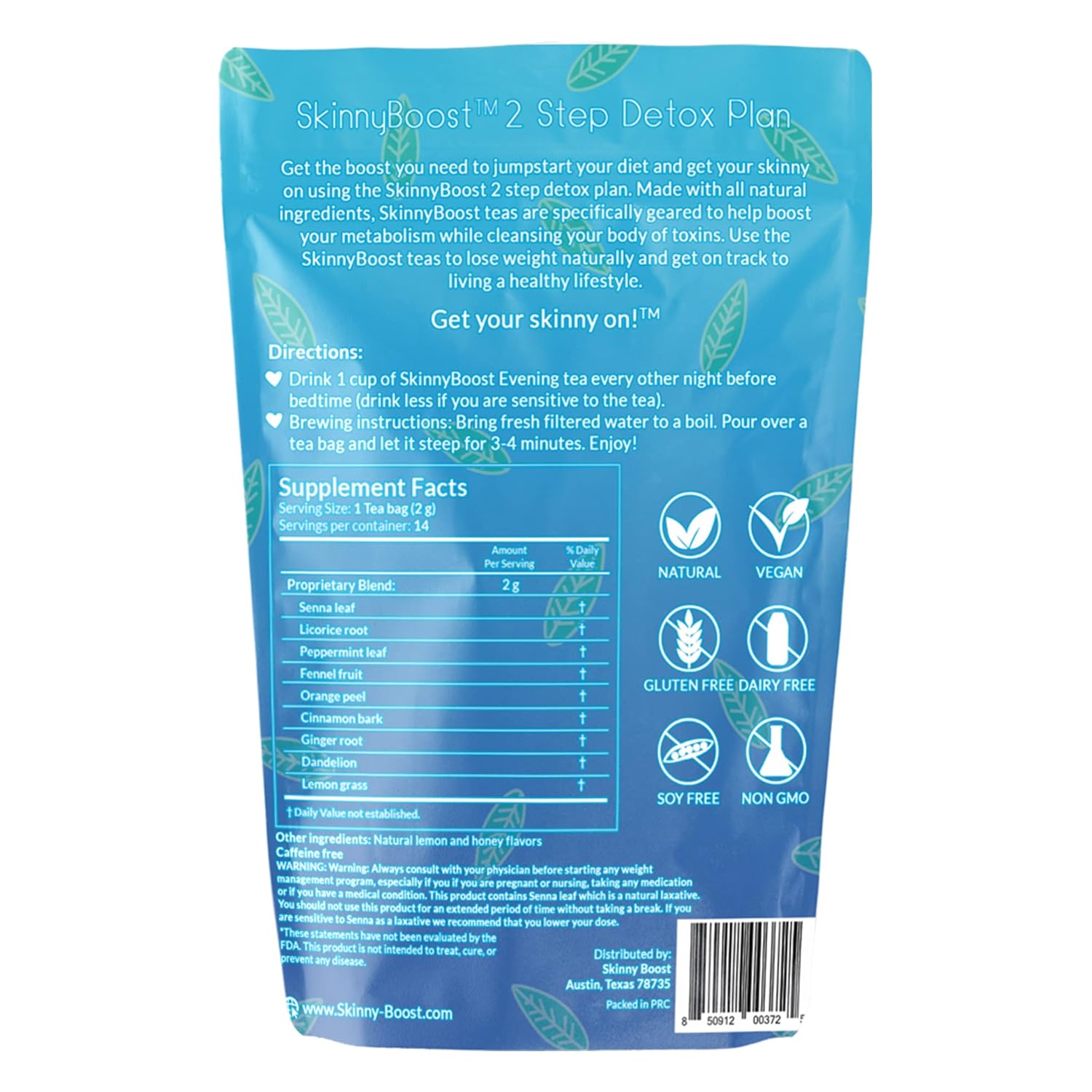 SkinnyBoost 28 Day Detox Tea Kit – Natural Cleansing & Bloating Support – 3 Pack - 28 Daytime Tea Bags & 14 Evening Tea Bags – Green Tea & Herbal Blend – Non-GMO, Vegan, Keto-Friendly, Sugar-Free