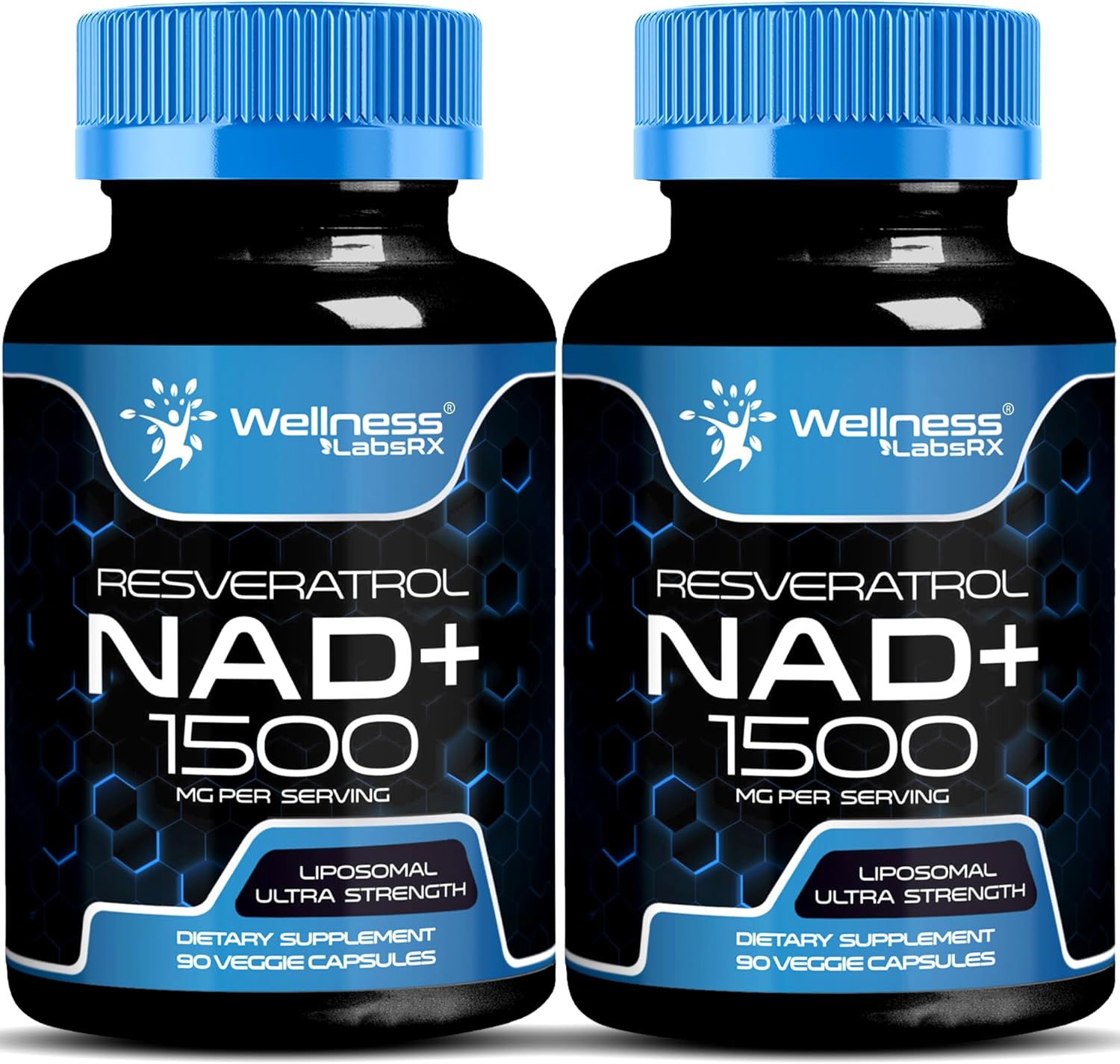 NAD Supplement, 1500mg - Liposomal NAD+ Supplement with Resveratrol, NAD Plus Boosting - Support Cellular Health, Stamina & Healthy Aging - Ultra Strength Capsules, USA Made - 2 Pack