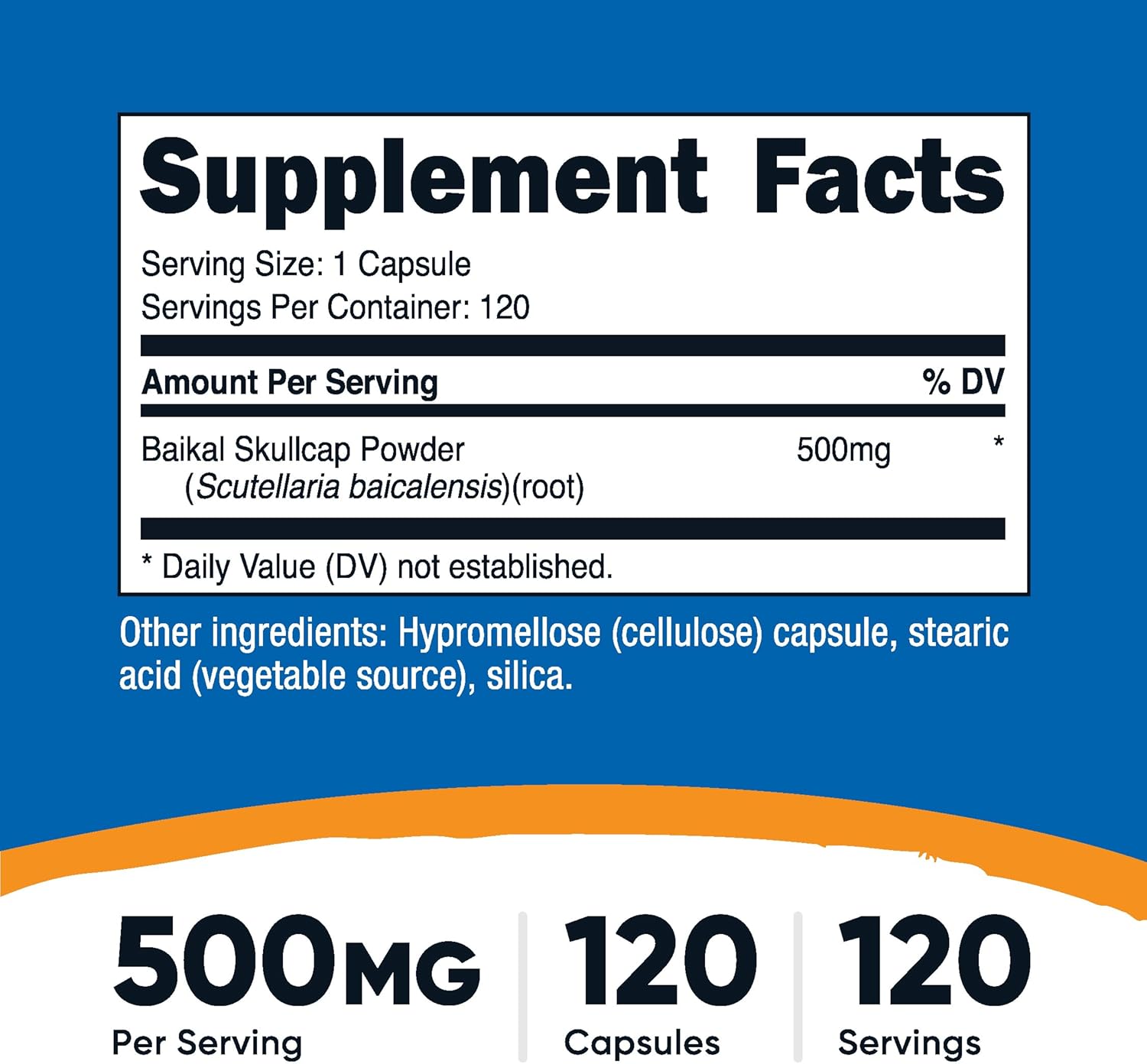 Nutricost Baikal Skullcap 500mg, 120 Vegetarian Capsules - Non-GMO, Gluten Free