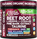Clean Nutra Organic Beet Root Capsules L Arginine L Citrulline Pine Bark Nitric Oxide Beetroot Powder Arginine Citrulline Supplement Pre Workout Supplements Extract – 120 Vegan Pills