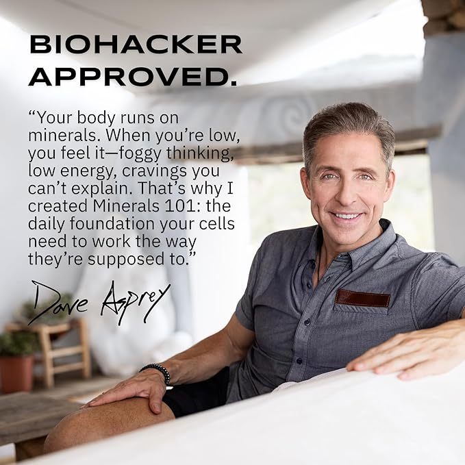 Minerals 101 by Dave Asprey | Daily Essential Mineral Support | Trace Mineral Supplement with Calcium, Magnesium Malate, Chromium, Zinc, Copper, Potassium | 30 Day Supply