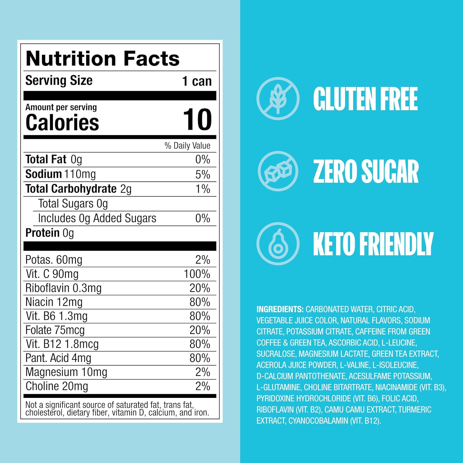 ZOA Zero Sugar Energy Drinks, Tropical Punch - Sugar Free with Electrolytes, Healthy Vitamin C, Amino Acids, Essential B-Vitamins, and Caffeine from Green Tea - 12 Fl Oz (12-Pack)