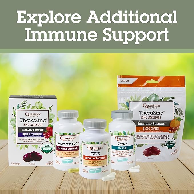 Quantum Health CDZ Immune Support Supplement Vitamin C 500 mg, Vitamin D 1000 IU Plus Zinc 15 mg Powerful Whole Body Wellness Support Complex - Daily Immunity Boost for Women & Men - 60 Capsules