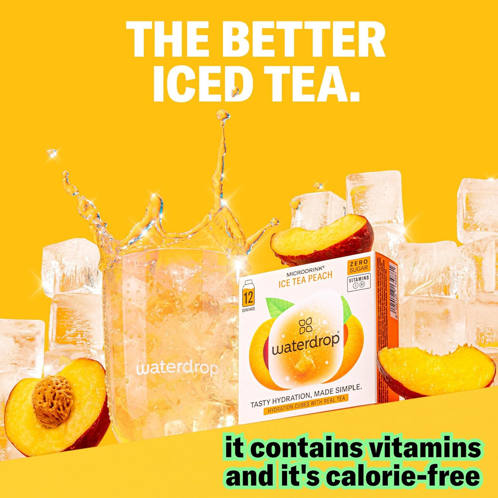 Waterdrop Hydration Cubes With Vitamin C, B Vitamins and Electrolytes, 3 Iced Tea Flavor Electrolyte Variety Pack, Flavored Water Enhancer Cubes for Still & Sparkling Water, Sugar Free, 36 Count