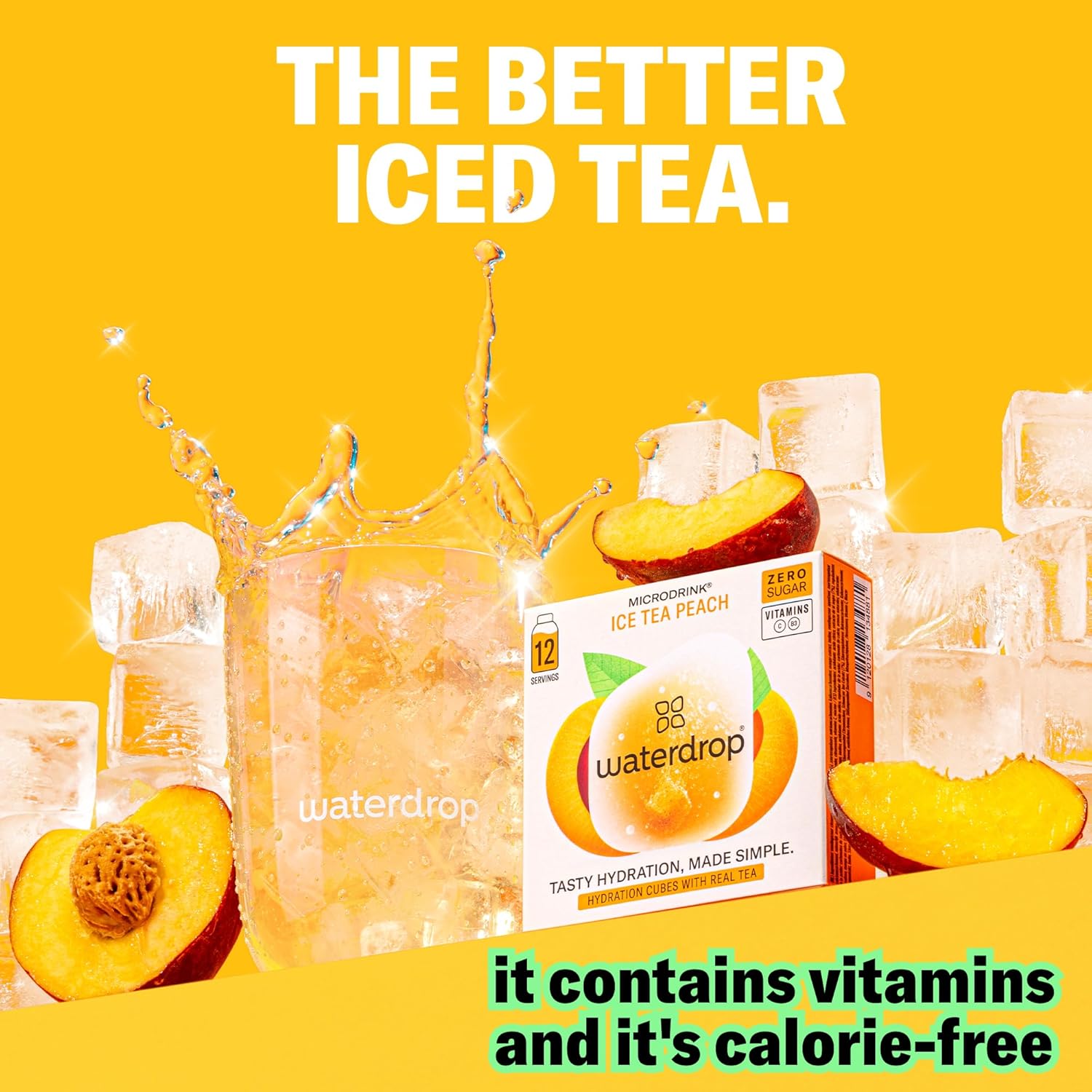 Waterdrop Hydration Cubes With Vitamin C, B Vitamins and Electrolytes, 3 Iced Tea Flavor Electrolyte Variety Pack, Flavored Water Enhancer Cubes for Still & Sparkling Water, Sugar Free, 36 Count
