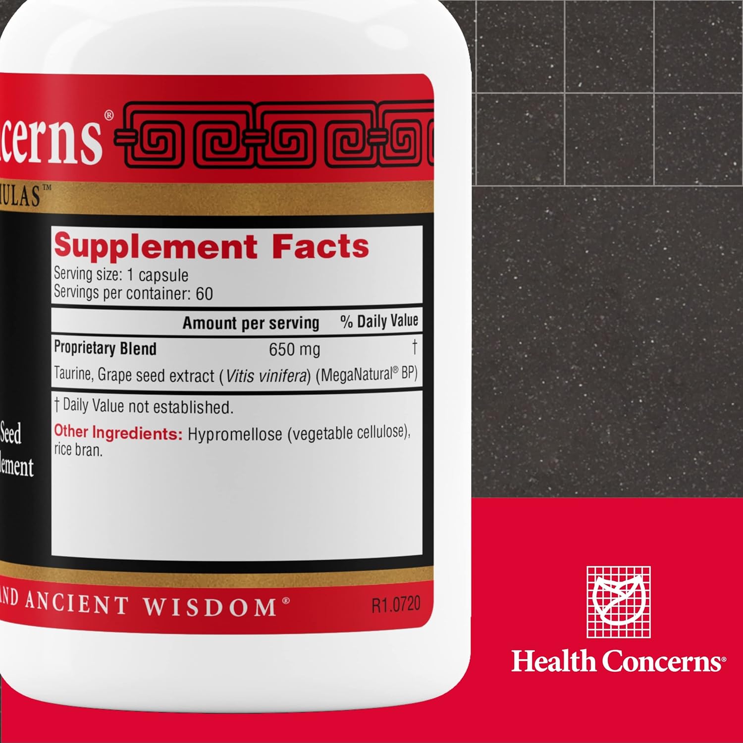Health Concerns IBP – Heart Health Supplement with Taurine & Grape Seed Extract – Blood Pressure Support – Antioxidant Cardiovascular Circulation Formula – Cholesterol Metabolism – 60 Capsules