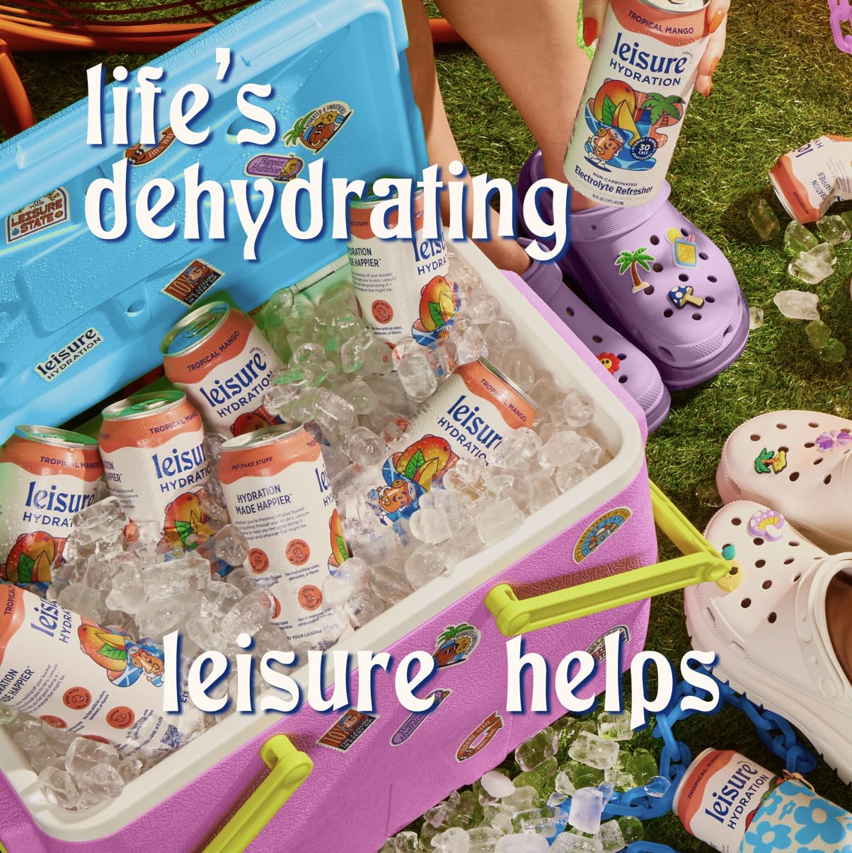 Leisure Hydration Non-Carbonated Electrolyte Refresher, Tropical Mango Flavor - Low Sugar Nutrient Enhanced Water Beverage - Get The Best Hydration Packed w/ Magnesium & Ashwagandha For Mood & Stress Support, Non-GMO, 16 oz (12-Cans)