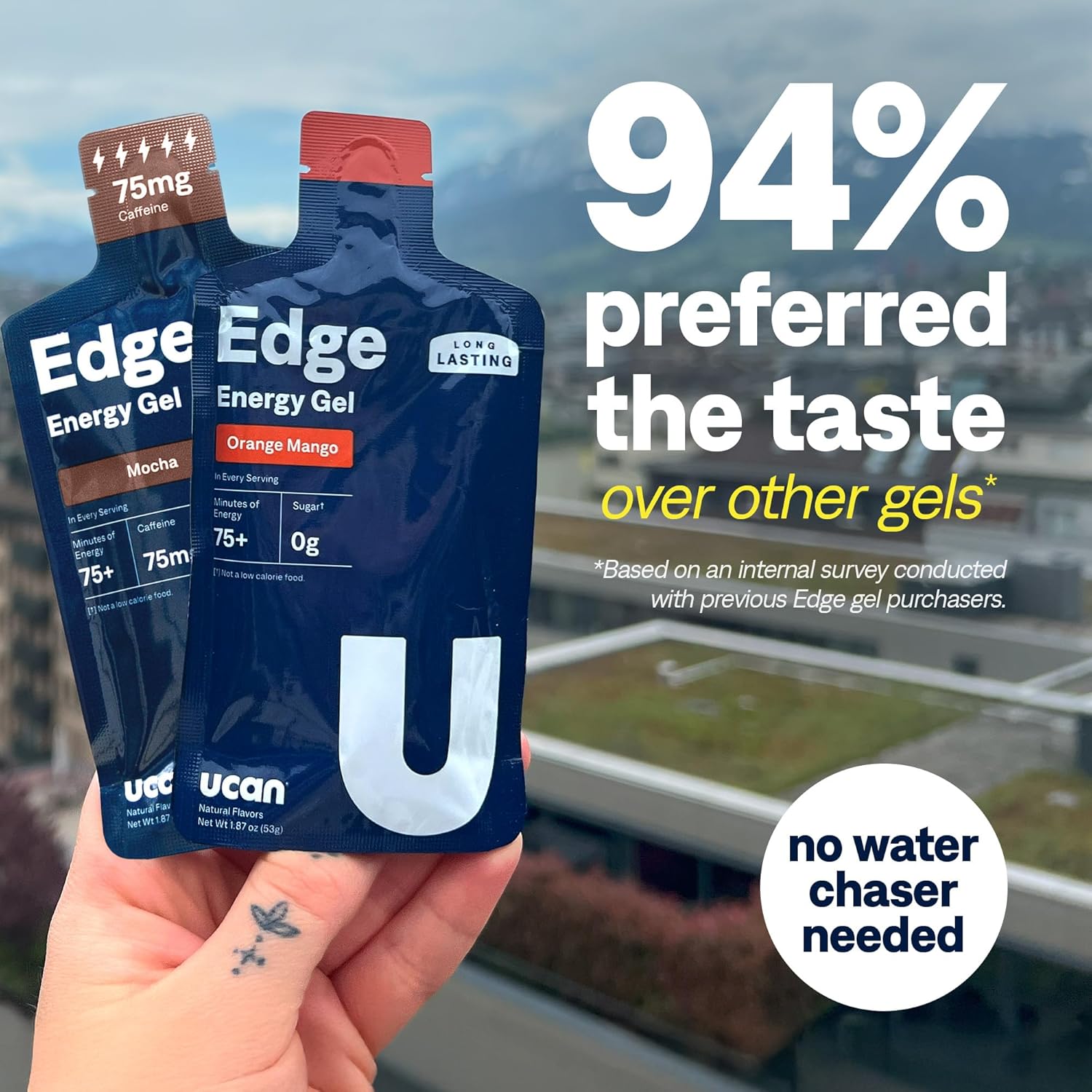 UCAN Edge Energy Gel Shots, Variety Pack (18, 2 Ounce Packets) for Running, Training, Workouts, Fitness, Cycling, Crossfit | Sugar-Free, Vegan, & Keto Friendly Energy