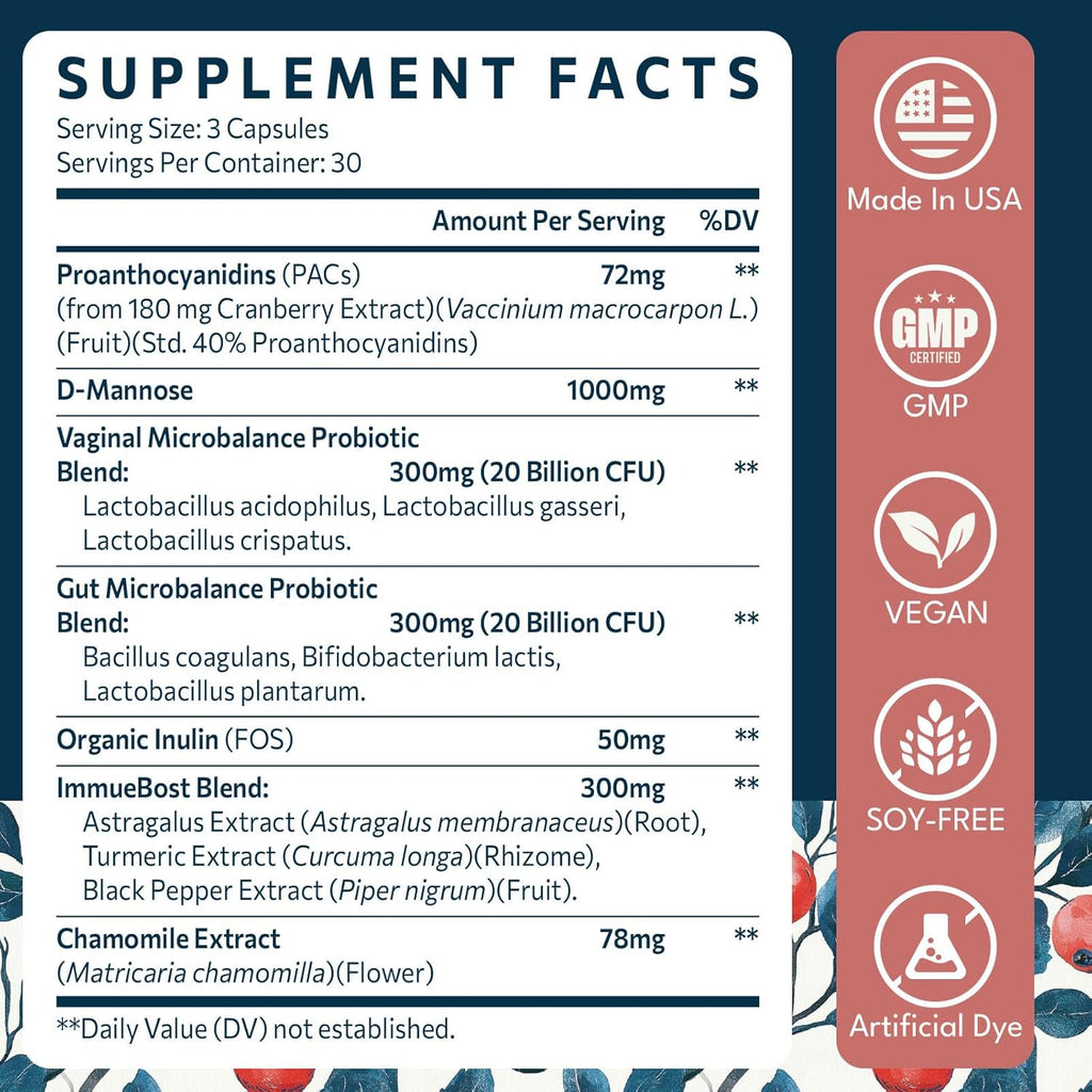 72mg PAC, Cranberry Pills for Women