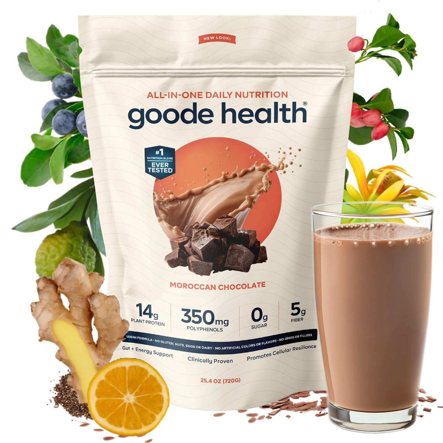 Ultimate Superfood Shake Powder Mix (Moroccan Chocolate), Physician-formulated, Micronutrients, Vegan, Complete Nutrition, Greens Blend, Daily Nutrition, 25 servings