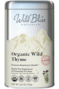 Wild Bliss Organic Wild Thyme Tea - Caffeine Free Respiratory Herbal Support - Pharmacopoeia Potency - 20 Plant Based Tea Bags