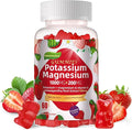 Potassium Magnesium Gummies,High Absorption Magnesium Glycinate,B6,D3,Potassium Citrate for Leg Cramps,Muscle,Electroyte for Adults Kids,Sugar-Free, 60 Gummies (Strawberry Flavor)