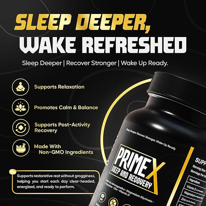 Deep Sleep Supplement – Melatonin Free Sleep Aid with KSM-66® Ashwagandha and Magnesium Glycinate for Nighttime Relaxation, Recovery & Restful Sleep- with L-Theanine, Zinc & Vitamin D3 (30 Servings)