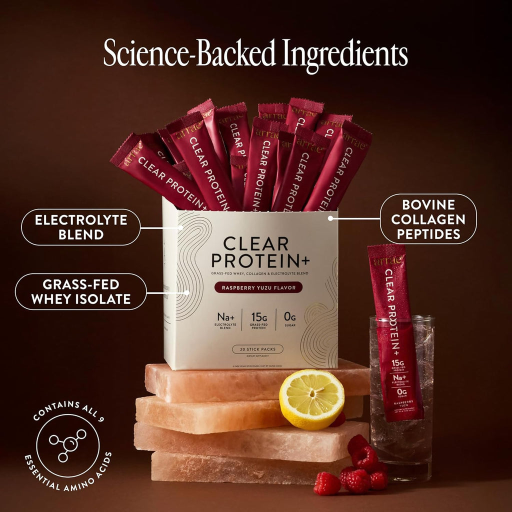 Arrae Clear Protein – Natural Protein Supplement, Smooth Texture, Easy to Mix, 20 Servings, Clean Formula with Electrolytes