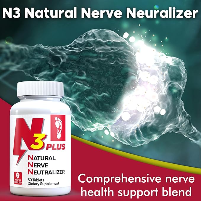 N3 Natural Nerve Neutralizer Plus - Nerve Support Supplement with Vitamin D3, B1, B6 & B12, Life’s DHA, Alpha Lipoic Acid, Acetyl-L-Carnitine & Turmeric - Nerve Repair & Regeneration Formula (Tablets)