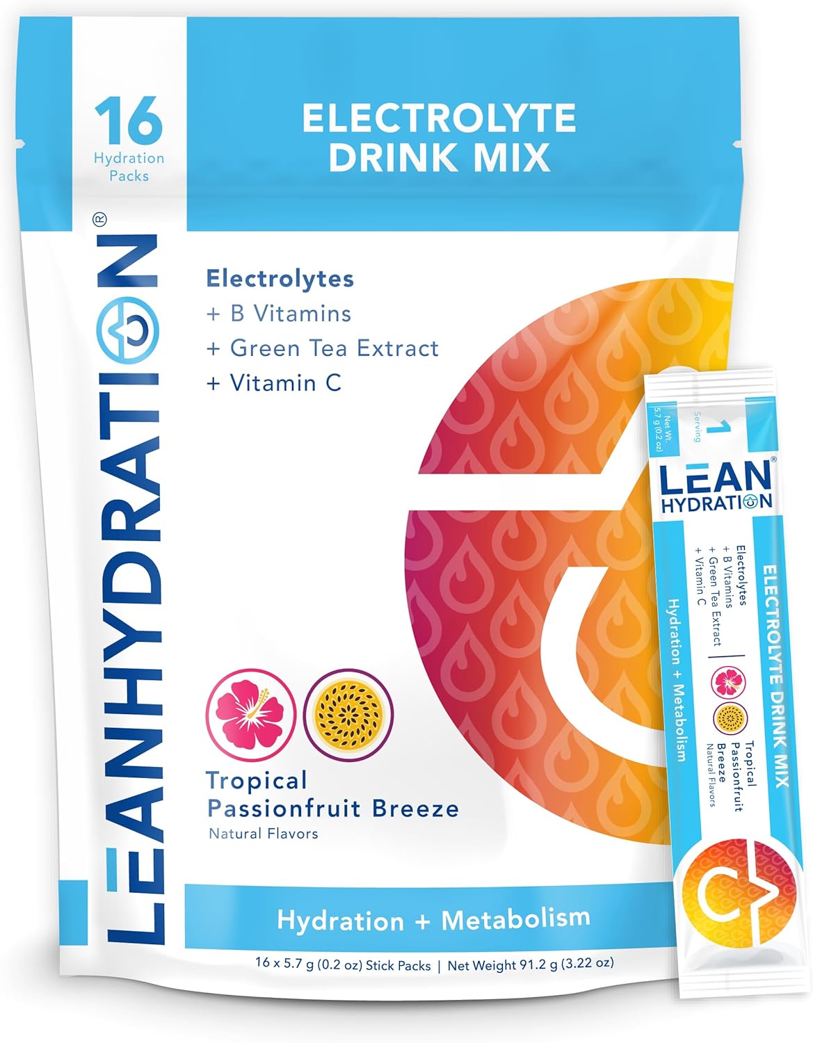 Daily Electrolyte Packets Drink Mix | Zero Calories, Zero Sugar Plus Vitamins, Minerals & More | 16 ct (Tropical Passion Fruit Breeze)