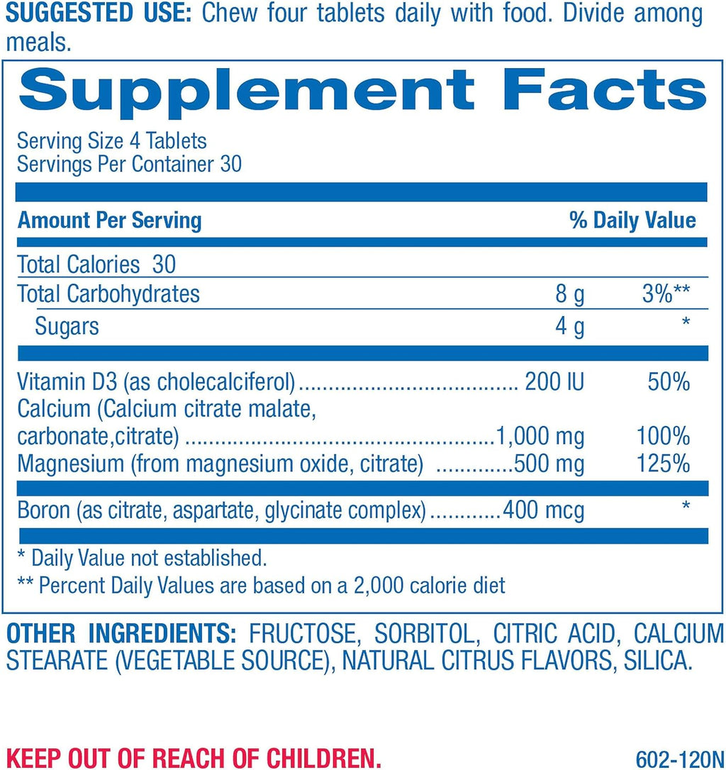 Chewable Calcium Supplement for Women - Clinical Bone Supplement with Chewable Calcium with Vitamin D Magnesium and Boron Complex for Bone Health & Strength Support - Made in The USA - 30 Servings