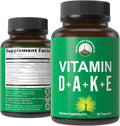 DAKE Vitamin Supplement. Essential Vitamins D 5,000 iu + A + K + E All In 1 Easy to Swallow Vegan Capsule. ADK Vitamin Supplement With E D3 K2. Essential Vitamins For Mood, Immune, Bone, Vision, Heart