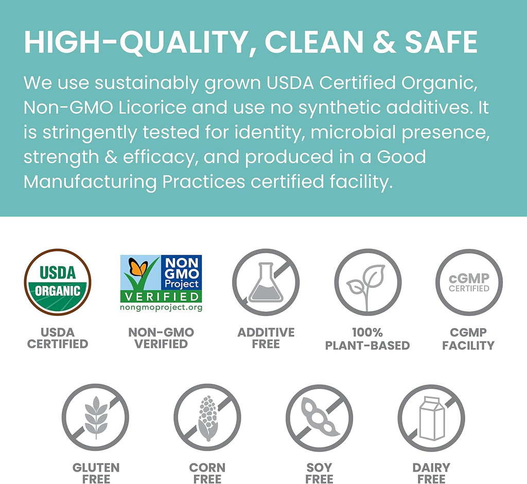 Himalaya Organic Licorice, 60 Day Supply - Digestive Health Supplement for Upset Stomach Relief and Occasional Bloating and Heartburn - USDA Organic, Vegan, Non-GMO, Non-DGL, Gluten Free, 60 Caplets