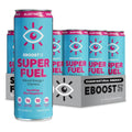 EBOOST Super Fuel Healthy Energy Drink - Caffeine from Natural & Clean Ingredients For Focus and Productivity -Taurine Free Pre-Workout With Electrolytes, Nootropic & Vitamins- Blue Raspberry 12 Pack