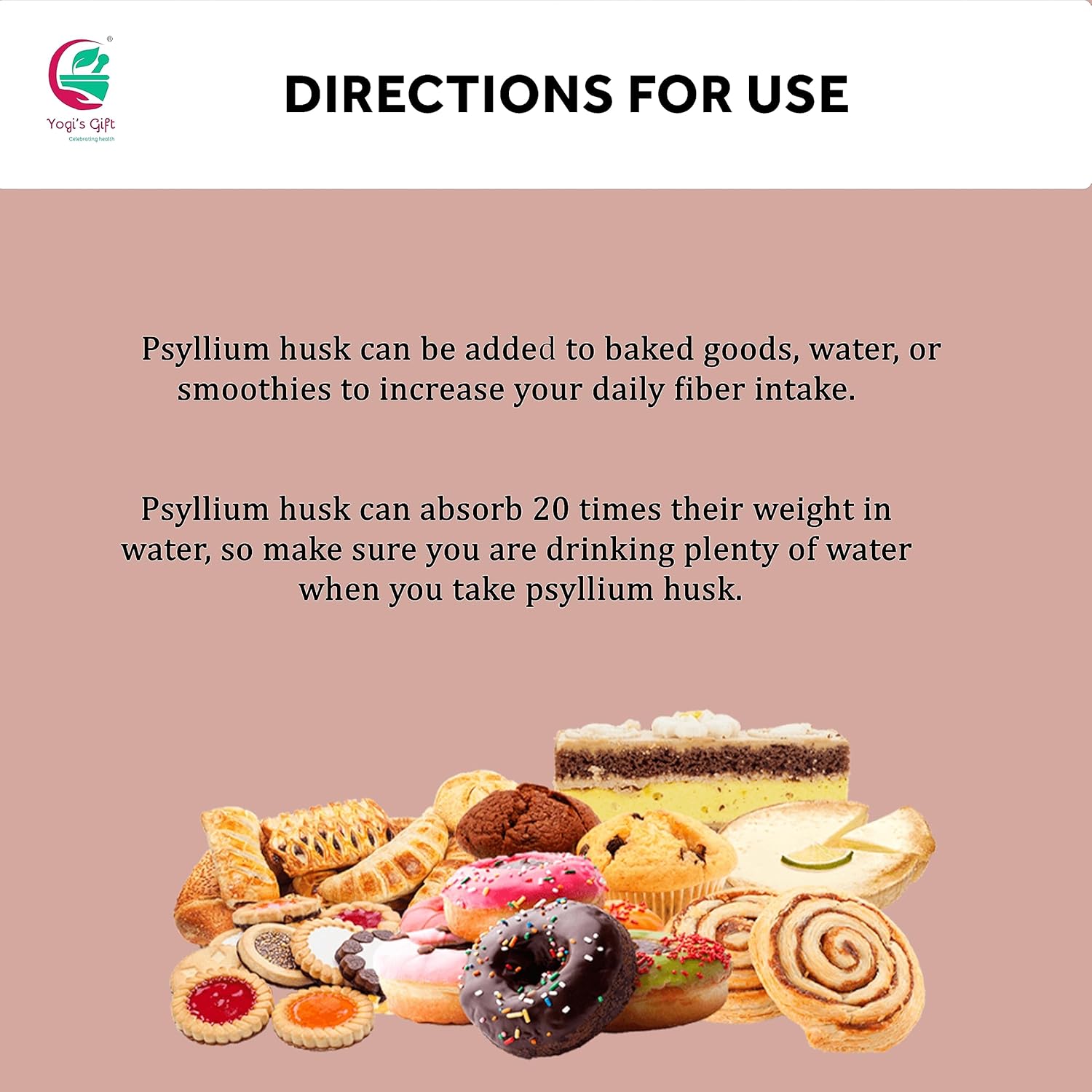 Psyllium Husk Powder 8 oz | 98% Purity | Daily Fiber for Baking, Smoothies, Cooking, and Beverages | Unflavored, Fine Ground, Non-GMO | Keto Friendly Soluble Fiber Supplement by Yogi's Gift®