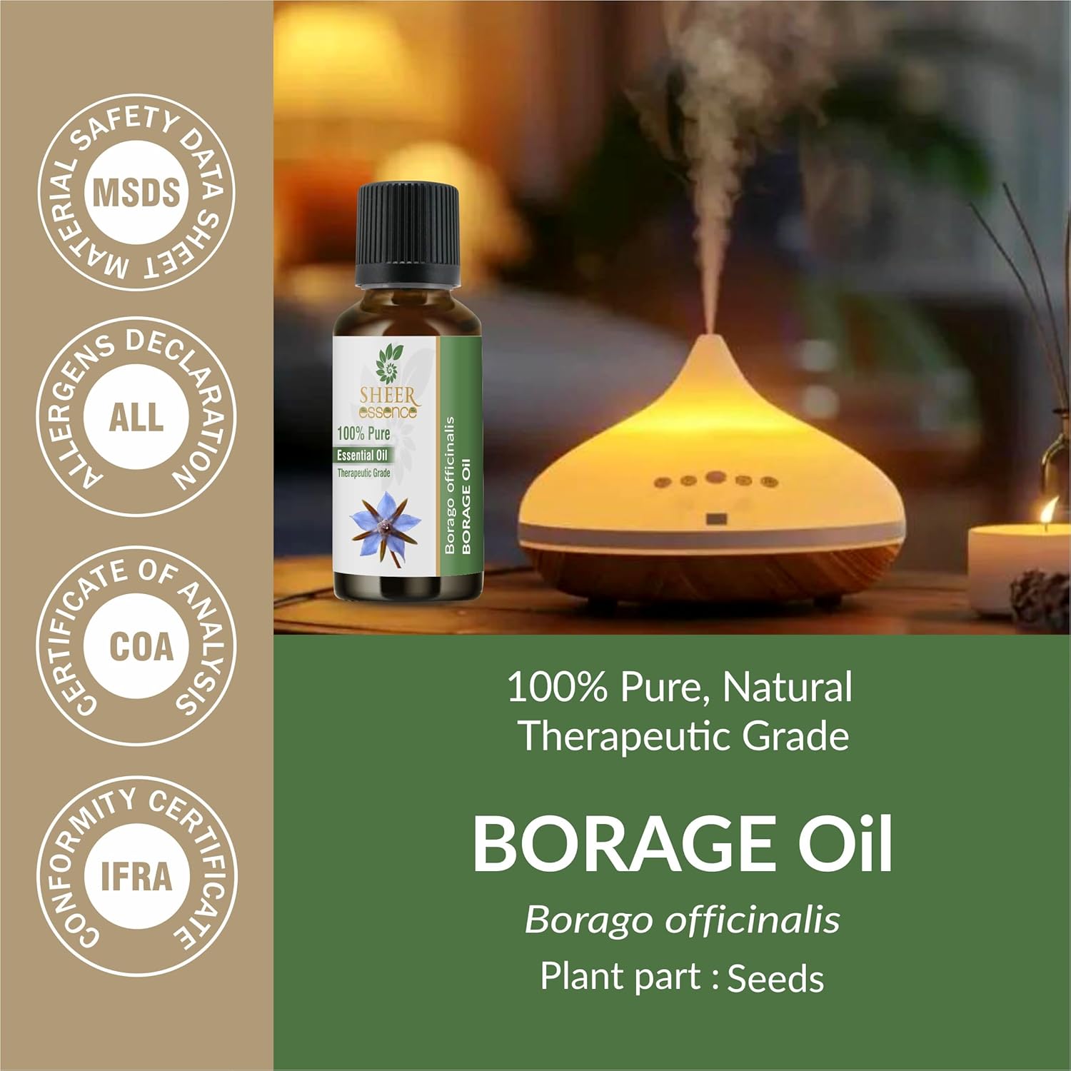 Borage Oil 100% Pure Undiluted Natural Uncut Therapeutic Grade Cold Pressed Carrier Oils for Skin, Hair and Aromatherapy 5000ML